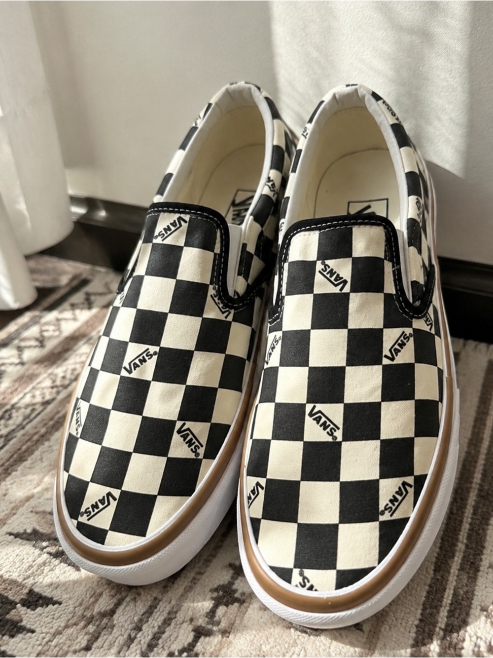 Vans Slip-On Checkerboard Sneakers - Black & Cream